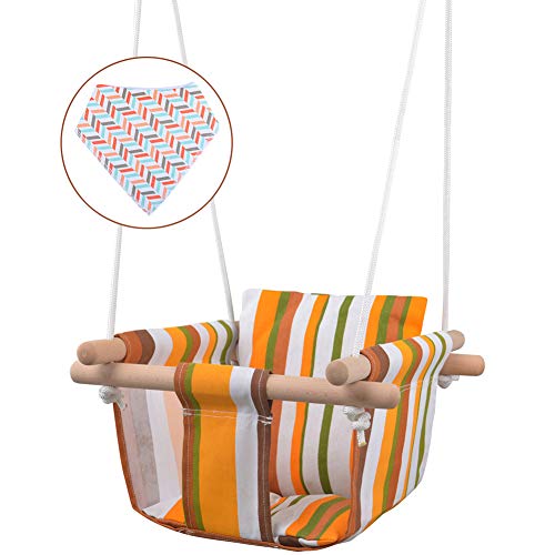 MIMIEYES Juego de Asientos de Madera para Columpios de bebé con Cojines, Hamaca para Silla
