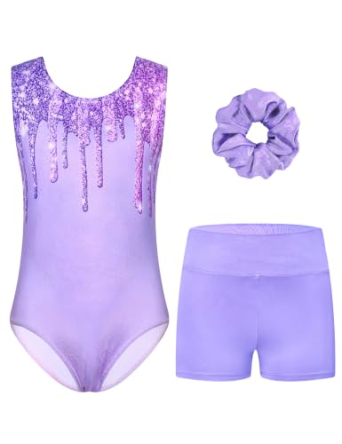 Tziharora Girls Gymnastics Leotard Size 7-8 Years 3Pcs Light Purple Unitard at Amazon
