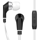 NoiseHush NX80 Earphones Premium Bass Stereo Headphones In-Ear with Tangle Free Cable Inline Microphone Earbuds - White/Black