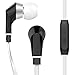 NoiseHush NX80 Earphones Premium Bass Stereo Headphones In-Ear with Tangle Free Cable Inline Microphone Earbuds - White/Black
