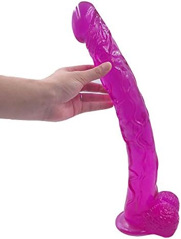 16.5 Inch Super Long Realistic dild-ò with Powerful Suction Cup Flexible Artificial Handheld Dild-ò,DE0612-FSBF-POIY (Clear Purple)