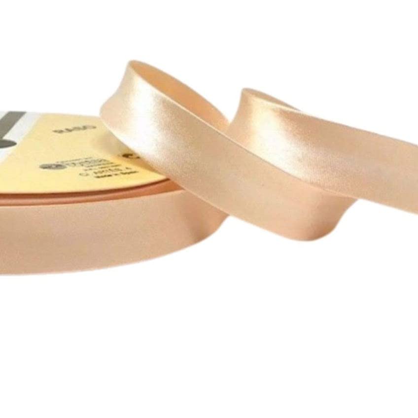 Plush Addict Single Fold Satin Bias Binding Tape for Sewing, Edging, Stitching, Hemming, Trimmings, Accessories, Outfits and Crafts - Champagne - 18mm Wide x 5 Metre