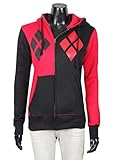 Miracle(Tm) Harley Quinn Costume Hoodie - 100% Cotton Zip Up Women's Hoodie (X-Small)