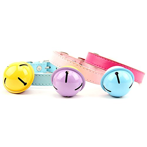 KAKA(TM) Pets Dog Cute Bell Metal Button PU Leather Colorful Dog Collar Blue Neck:9.84" - Thumbnail 6