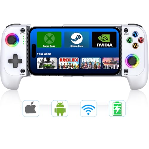 Photo 1 of ?Anti-Drift & Fast-Connect?Wireless Game Controller for iPhone/Android | Hall Joysticks Bluetooth Phone Controller, For Cloud Gaming, Genshin Impact, PUBG, Roblox, Call of Duty Mobile Gamers,White