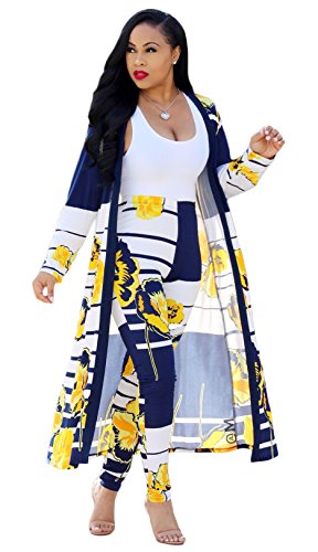 PARIS HILL 2 Piece Outfit for Women Long Sleeve Cardigan and Pants Set Yellow X Large