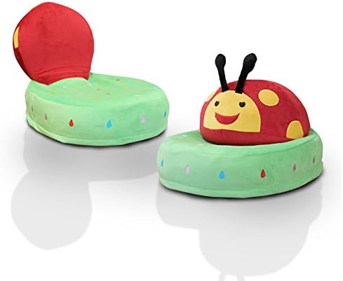 Folding Chairs For Kids - Plush Microfiber Themed Kids Folding Chair - Foam Cushion Toddler Playroom Seat - Colorful (Ladybug)