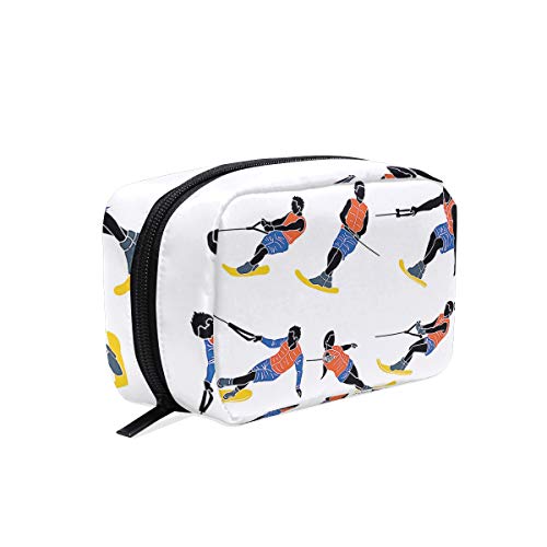 Water Skiing Makeup Bag Organizer Portable Cosmetic Pouch Handbag With Zipper For Women Purse