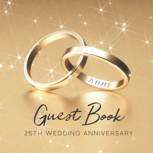 Visufactum BooksGuest Book 25th Wedding Anniversary: Lovely Golden Wedding Rings Cover - 150 Pages
