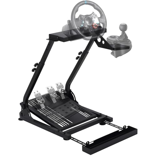 Sim Racing Wheel Stand, Heavy Duty Adjustable Cockpit With Shifter Mount | Foldable Steering Wheel Stand for PC/PS5/Xbox | Universal Compatibility (Pedals Not Included)