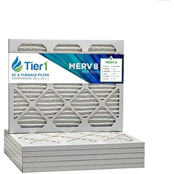 Tier1 20x23x1 Merv 8 Pleated Dust & Pollen AC Furnace Air Filter 6 Pack