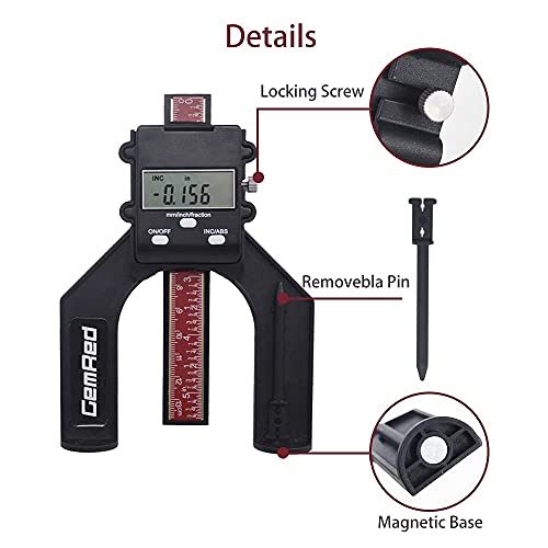 GemRed Digital Depth Gauge, Height Gauge with LCD Display, Woodworking