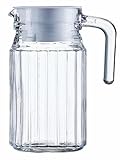 ARC International Luminarc Quadro Jug with White Lid Pitchers, 16 3/4-Ounce, Set of 2