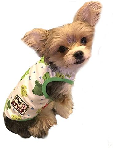 Dog Clothes Soft Cotton Tee Shirt Pullover | Pet Puppy Cat Polo T Shirts Tank for Summer Boys or Girls | Frog Green S