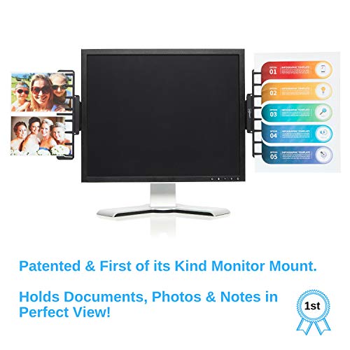 NoteTower Monitor Mount Black Document Holder & Sticky Notes