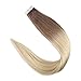 Full Shine Glue In Hair Extensions 18 Inch Tape In Ombre Hair Extensions Hair Color 6B Fading To 613 Yellow Blonde Tape In Real Hair Extensions Invisible Tape In Hair 50 Grams 20 Pcs