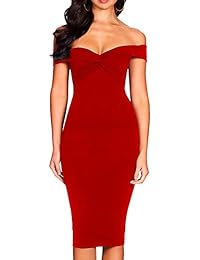 Beagimeg, vestido de fiesta con cuello en V y hombros descubiertos, sexy, para mujer