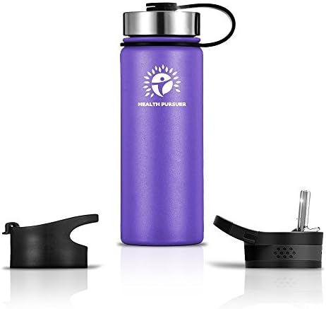 Stainless Steel Water Bottle/Thermos18, 22, 32, 40, 64 oz 8 colors Do. Wall Vacuum Insulated:Wide Mouth Metal Travel Tumbler:Heavy Duty Reusable BPA Twist Lid Bottle for Hot/Cold Liquid: Bonus-2 Lids