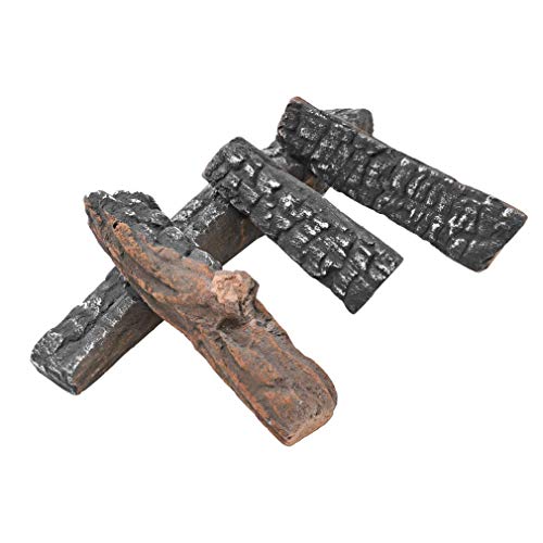 B-HOTTE Gas Fireplace Logs，4pcs Ceramic Wood Logs for All Types of Indoor, Gas Inserts, Ventless & Vent Free, Ethanol, Electric, Propane or Outdoor Fireplaces & Fire Pits, Burning Accessories - Thumbnail 6