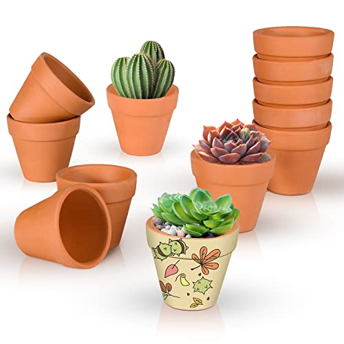 Ulikey Vasi in Terracotta, 12pcs Vaso di Fiori, 5cm Piante Vaso in Terracotta, Mini Vasi di Fior, Vaso per Piante Grasse, Fioriera in Terracotta per Fiori, Piante Grasse Cactus e Bonsai