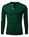 Doublju Mens Basic Slim Fit Long Sleeve Henley Shirts DEEPGREEN L
