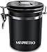 Mixpresso 16 Oz Black Coffee Canister, Stainless Steel Airtight Coffee Container, Ground Coffee Bean Storage with Date Tracker, Vacuum Sealed Espresso Airtight Container, Coffee Jar, Sugar Container
