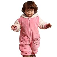 LQRUP Unisex Baby Winter Flannel Kids Romper Outfits Suit (18-24 months, pink)