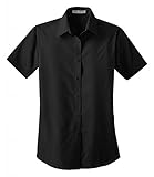 Port Authority Ladies Short Sleeve Value Poplin Shirt Black L633 XXL