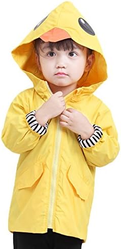 SUJING Kids Boy Girl Duck Dinosaur Raincoat Cute Jacket Hooded Outwear Baby Fall Winter School Oufits