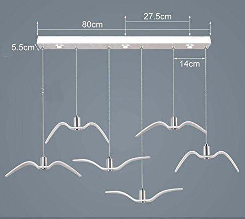 Onfly Seagull LED Chandelier 6 Head Wind Bell Shape Pendant Lamp Modern Minimalist Bird Hanging Lamp Restaurant/bar/bedroom Deco Indoor Lights (Color : White, Size : Rectangular)