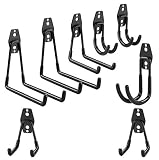 Wall Hung Double Hook,Cheaboom Bicycle Storage Hook Garage Space Saver Heavy Duty Hanger Rack Extended Wall Mount Tool Holder U-Hook with Anti-Slip Coating for Chair Ladder (Multiple Size Hook x 8)