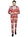 Opposuits Men's Red Christmas Suit - Festive X-Mas Holiday Nordic Outfit - Red and White Print - Includes Blazer, Pants, Tie - Size US 44
