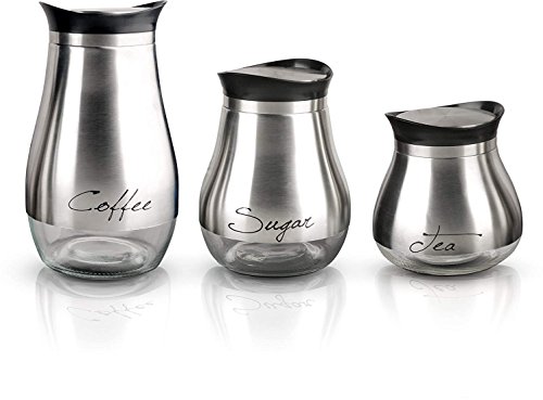 image for Circleware 68253 Cafe Contempo Glass Canister Jars, 3-Piece Set, Home 