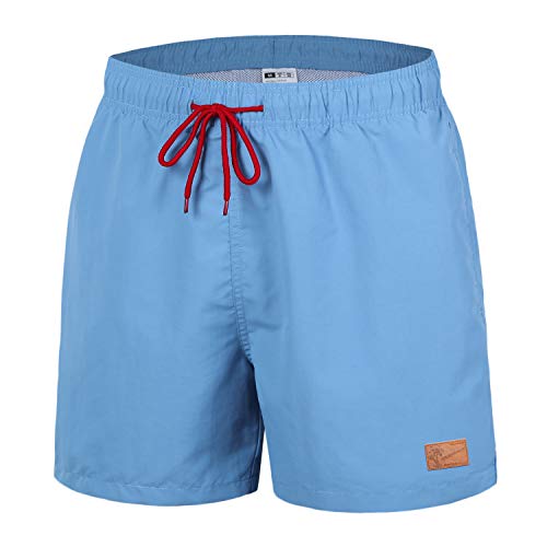 anqier Mens Swim Trunks Quick Dry Swim Shorts with Mesh Lining Swimwear Bathing Suits (Light Blue, XX-Large)