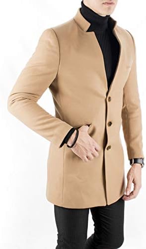 Italyan Kesim Slim Fit Hakim Yaka Kase Acikgri Manto Kaban T3804