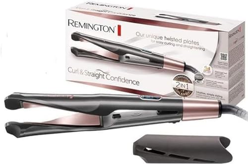 Remington Piastra per Capelli e Arricciacapelli - Curl&Straight Confidence 2in1 Multistyler: Piastre per styling curve per stirare, ricci e onde - 150-230°C, piastra per capelli S6606B
