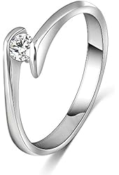 AnaZoz Jewelry 18K Gold Plated Promise Ring Engagement Rings Platinum Plated Austrian Crystals Bride Ring