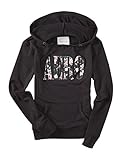 Aeropostale Women's Aero Floral Sequin Popover Hoodie L Pure Magenta Neon