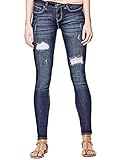 GUESS Women's Sienna Curvy Skinny Jeans in Dark Destroy Wash