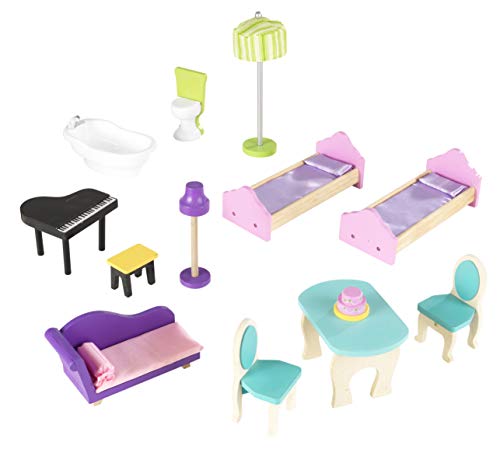KidKraft 65082 My Dream Mansion Puppenhaus aus Holz mit Möbeln und Zubehör, Spielset mit 3 Spielebenen für 30 cm große… – Bild 7