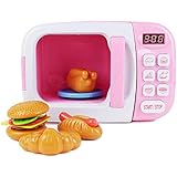 Boley Microwave Kitchen Play Set for Kids with Pretend Fake Food - Toy Great for Toddlers 3 and Older - Pink
