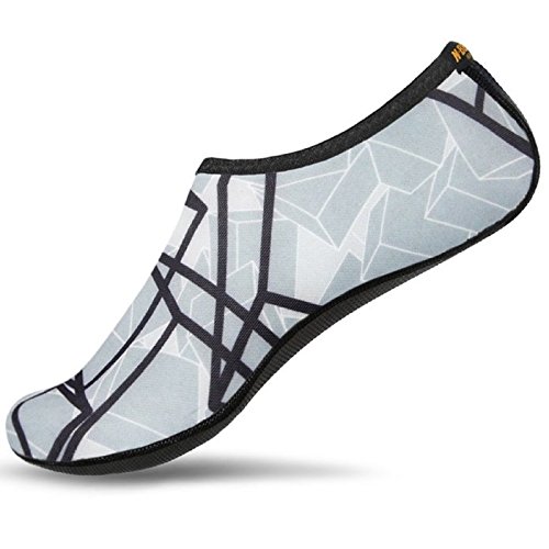 Water Skin Shoes Aqua Socks Flexible Beach Swim Surf Pool Yoga Aerobics Exercise Durable Sole (3.S (US W:4.5), Black-Gray)