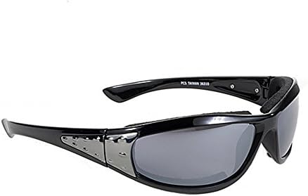 KickStart Boneyard Black & Chrome Sunglasses w/ Smoked Reflective Lens