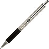 Zebra Pen 29210 Zebra F-402 Ballpoint Stainless Steel Retractable Pen, Fine Point, 0.7mm, Black Ink, 12-Count