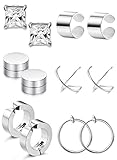 FIBO STEEL 6 Pairs Ear Cuff Earring Magnetic Earrings for Men Women Non Pierced Clip-on Earrings Set