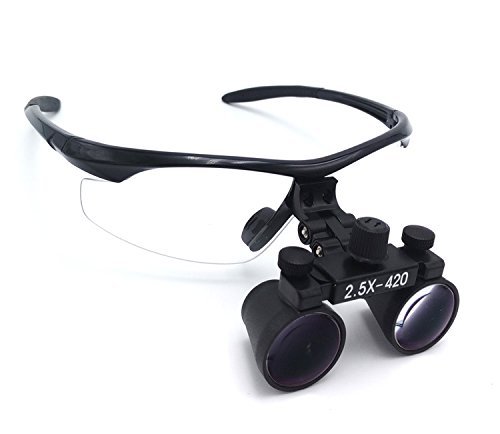 Zgood Dental Surgical Medical Binocular Loupes 2.5X420mm Optical Glass DY-101 Plastic Frame with Antifog Black