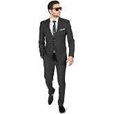 Slim Fit Men Suit Micro Textured Weave 2 Button Notch Collar AZAR 11812