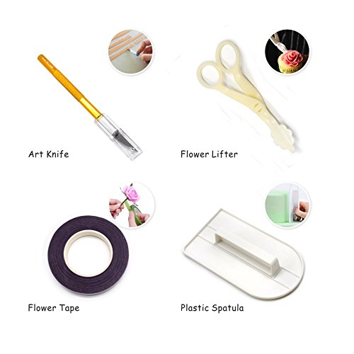 AK ART KITCHENWARE Gumpaste Flower Tools 1 Foam Pad 8 Modelling Tools 12 Pastry Brushes 1 Rolling Pin 1 Carving Knife 1 Measure Dough mat 1 Cake Smoother 4 Ball Tools 5 Sculpture Tools 1 Floral Tape