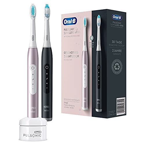 Oral-B Pulsonic Slim Luxe 4900 Elektrische Schallzahnbürste/Electric Toothbrush, Doppelpack 2 Aufsteckbürsten, 3 Putzmodi für Zahnpflege, Geschenk Mann/Frau, De