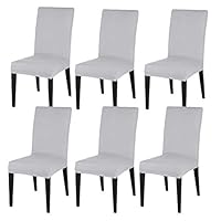 Trotinic Dining Chair Covers,Stretch Spandex Removable Washable Dining Chair Slipcover for Hotel,Dining Room,Ceremony,Banquet Wedding Party(6,Light Grey)